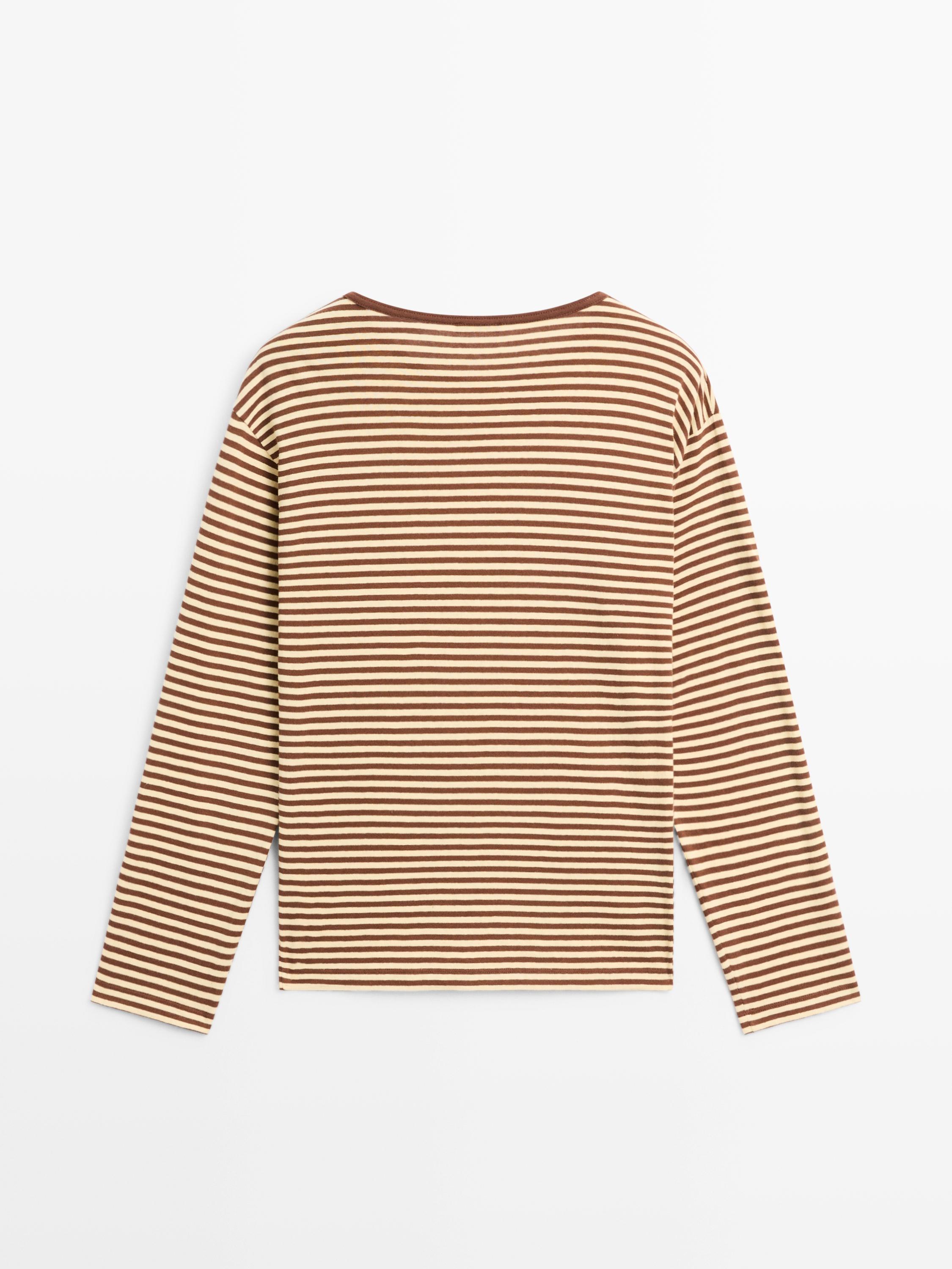 Striped long sleeve cotton T-shirt